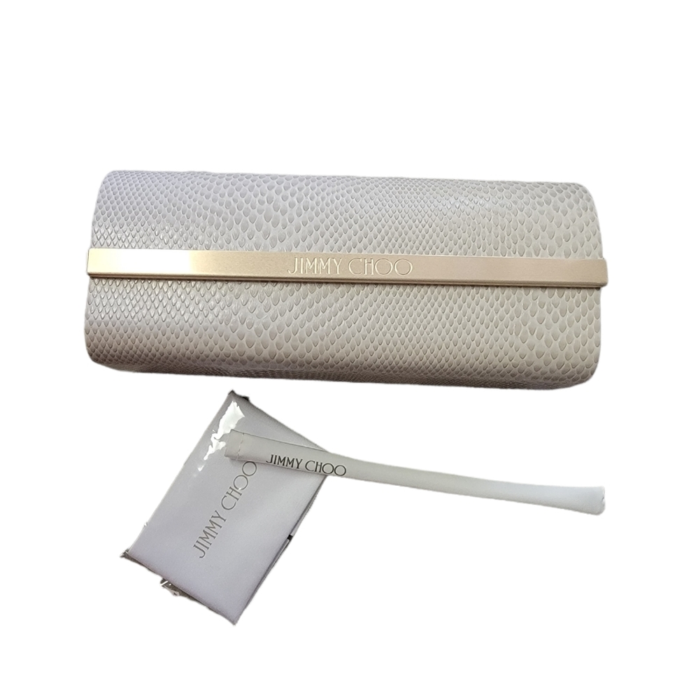 Jimmy Choo Elias Sunglasses case Ivory white snake skin pattern